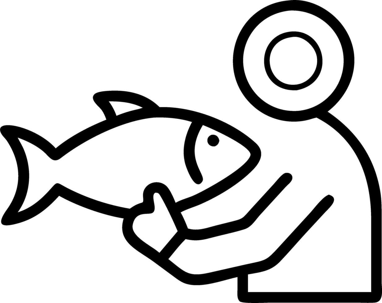 Close up of fisherman holding fresh catch Set A vector