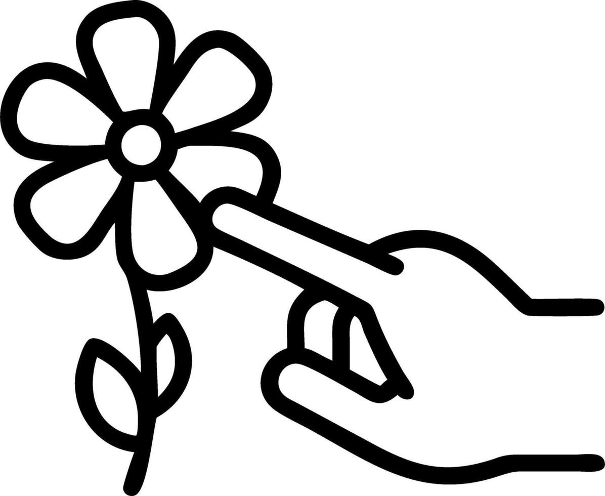 Close up of fingers touching a flower petal in a garden Set A vector