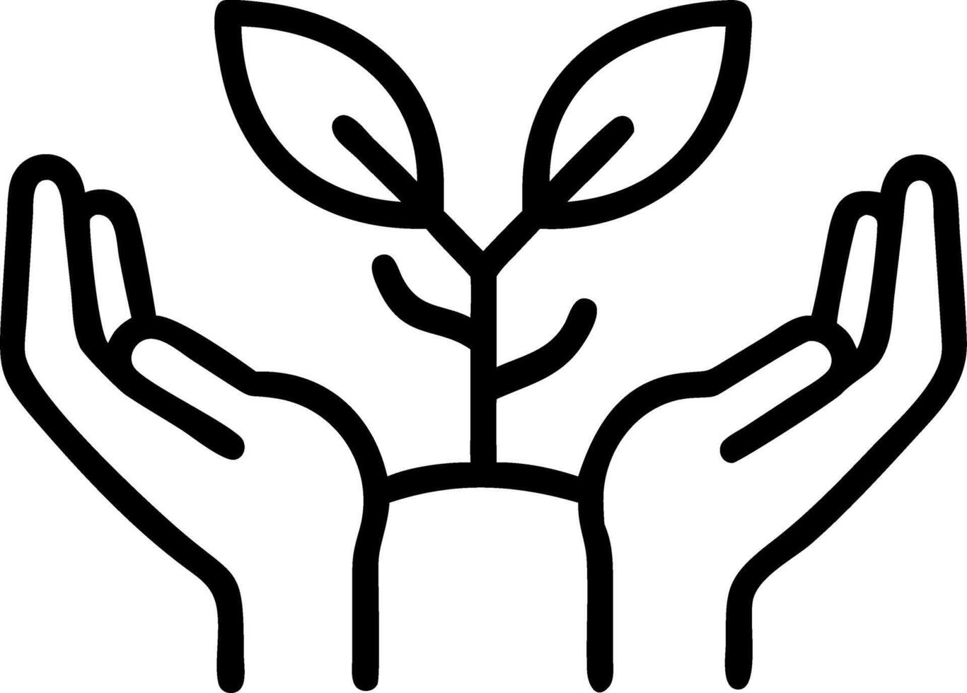 Close up of farmers hands holding fertile soil with seedlings Set A vector