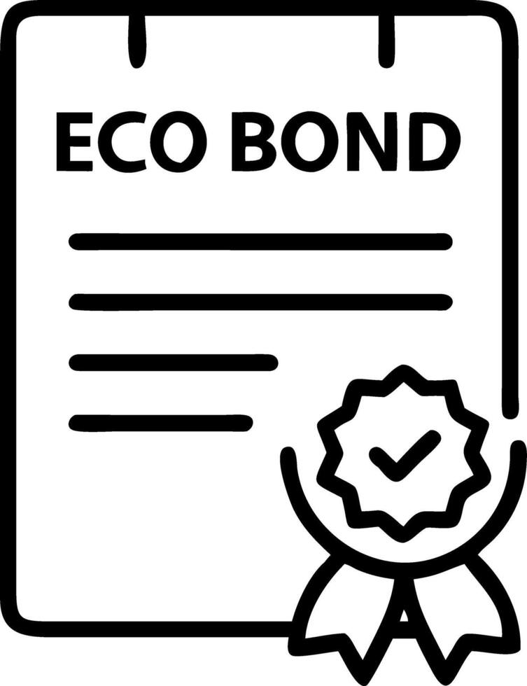 Close up of eco bond certificate on a wooden desk with green seal Set A vector