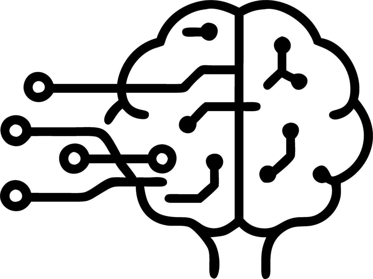 Close up of circuit board forming human brain silhouette with copy space Set A vector