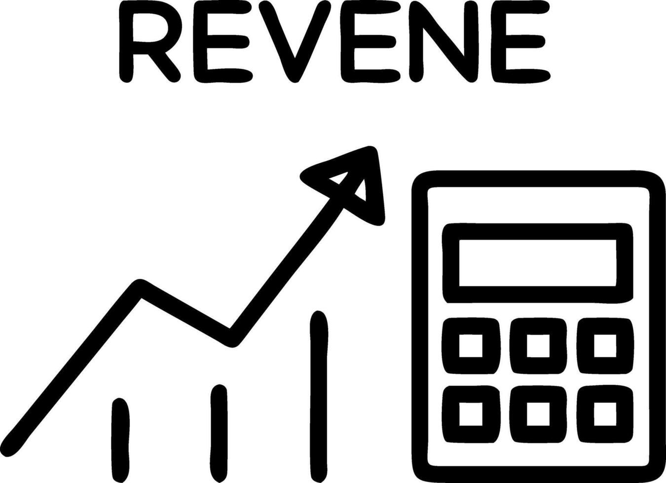 Close up of calculator display showing growing revenue figure Set A vector