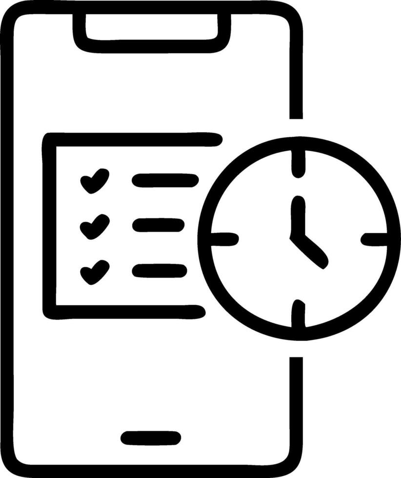 Close up of a smartphone screen with a time management app vector