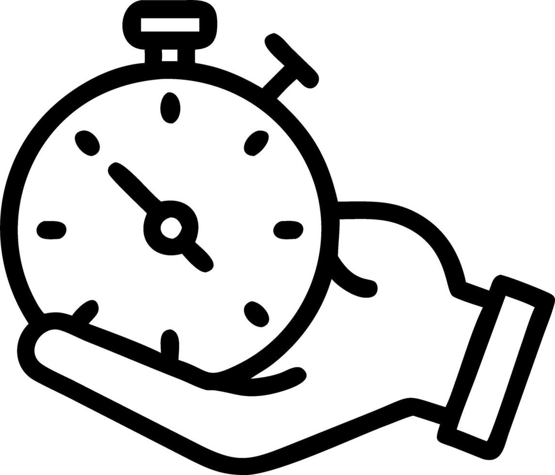 Close up of a professionals hand holding a stopwatch vector