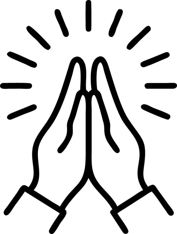 Close up of a person hands in prayer position with sun rays and copy space Set A vector