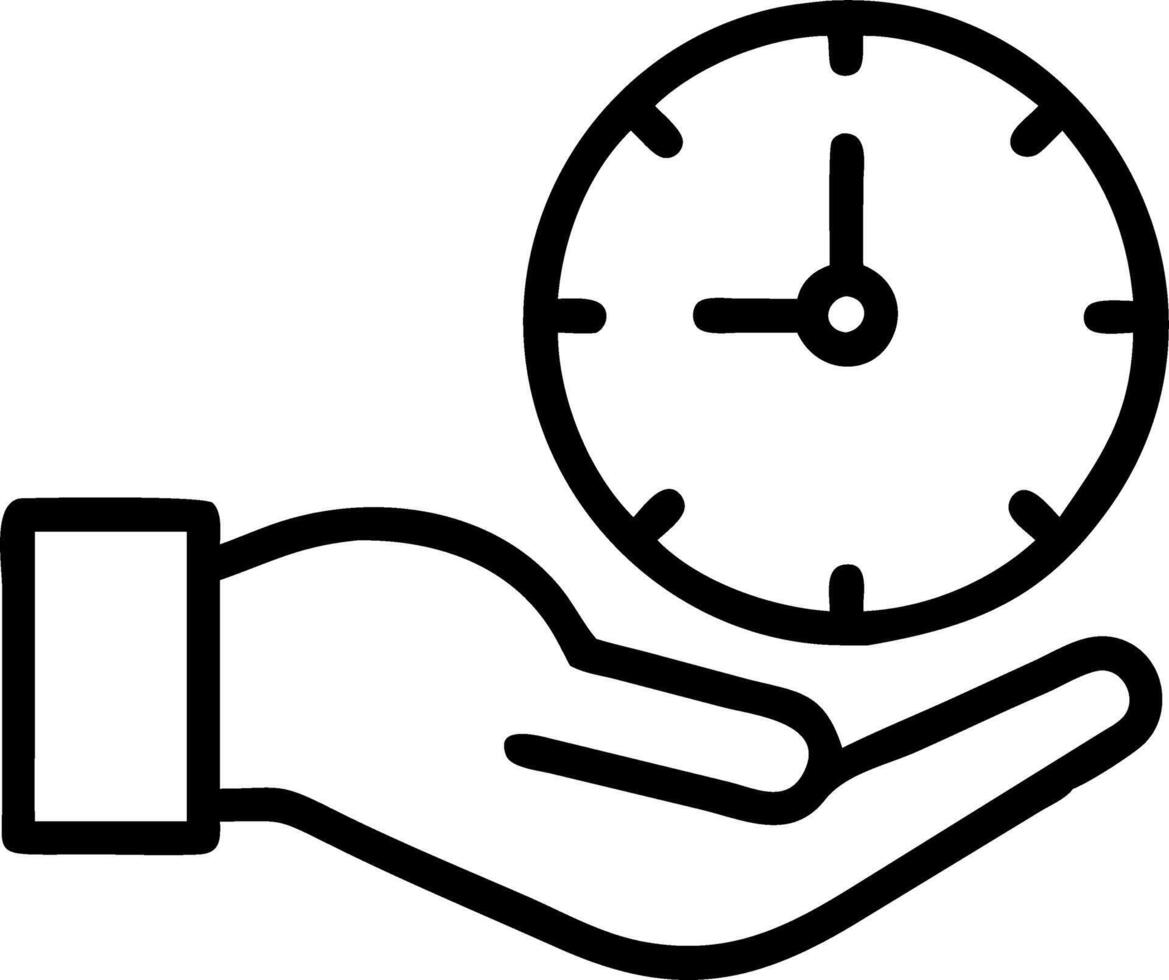 Close up of a managers hand holding a clock symbolizing time management vector