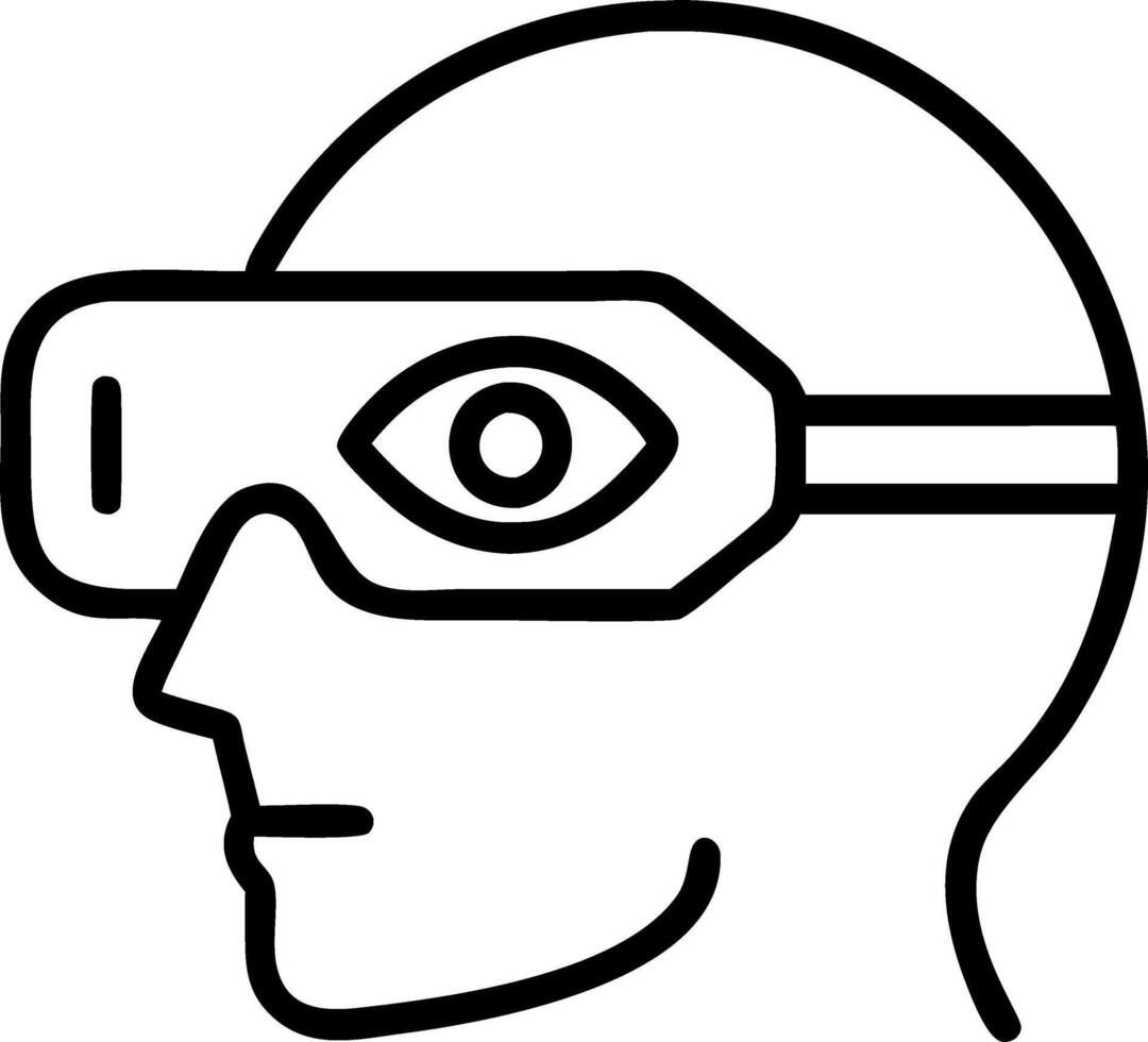 Close up of a human eye with augmented reality glasses reflection and copy space vector
