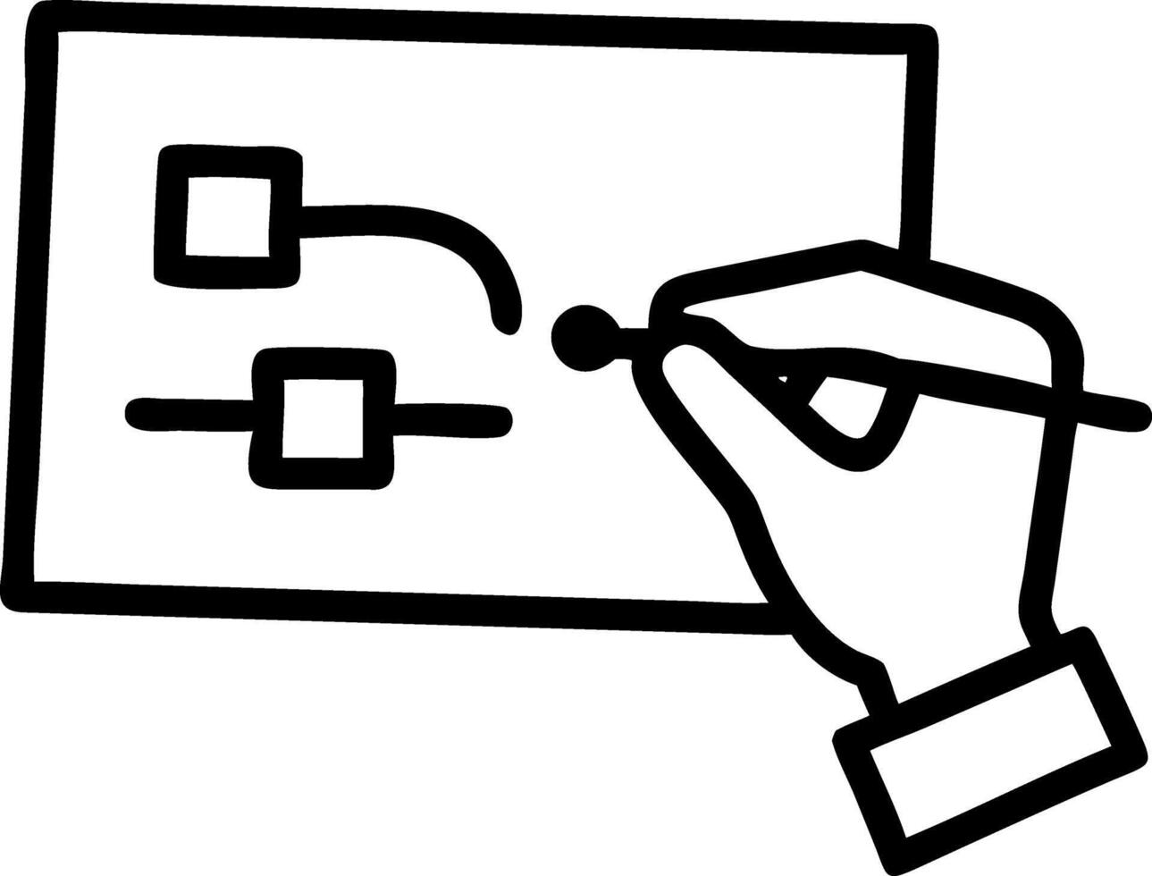 Close up of a hand writing on a transparent board vector