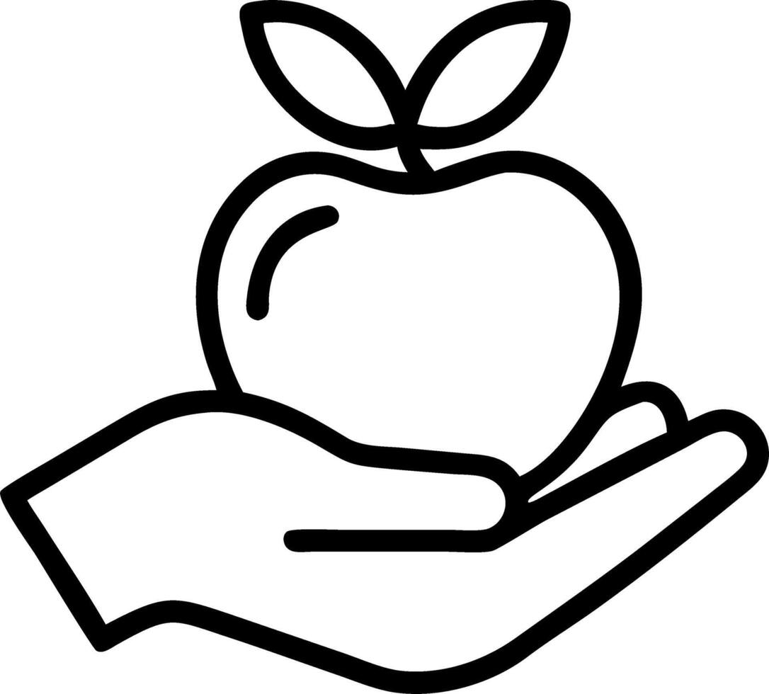 Close up of a hand holding a freshly picked apple vector