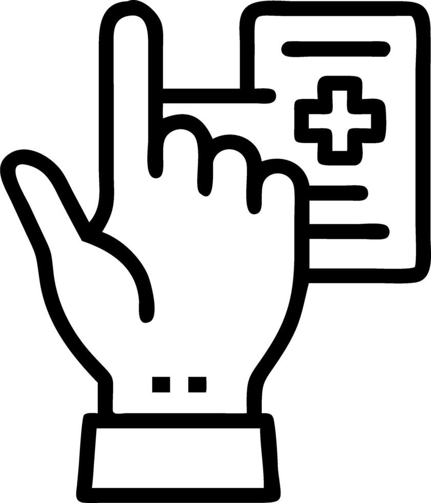 Close up of a doctors hand interacting with a holographic AI interface Set 3 vector
