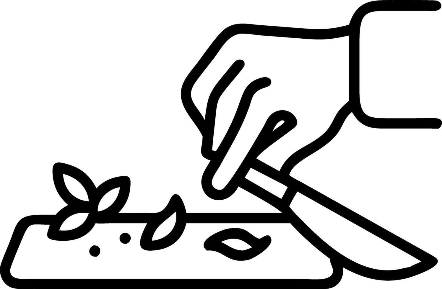 Close up of a chefs hands chopping fresh herbs vector