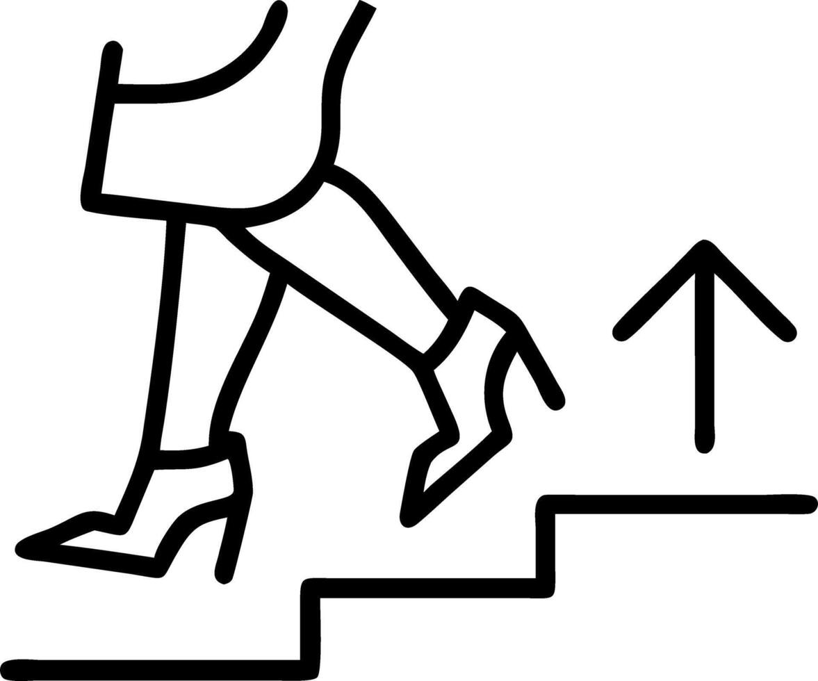 Close up of a businesswomans shoes walking up stairs symbolizing growth Set A vector