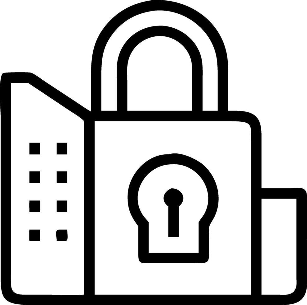 Cityscape with padlock shaped building and copy space Set A vector