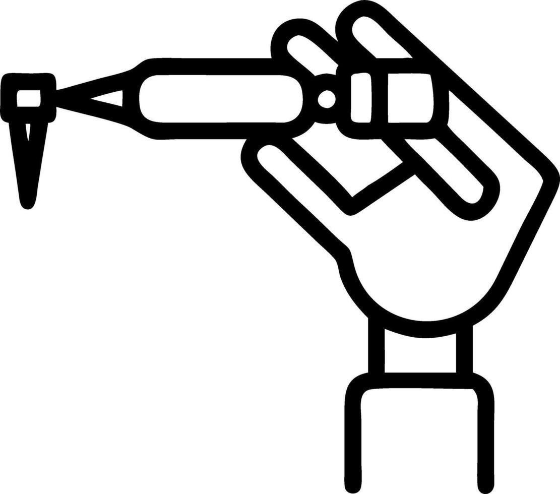 Clean background with robot hand holding surgical instrument Set A vector