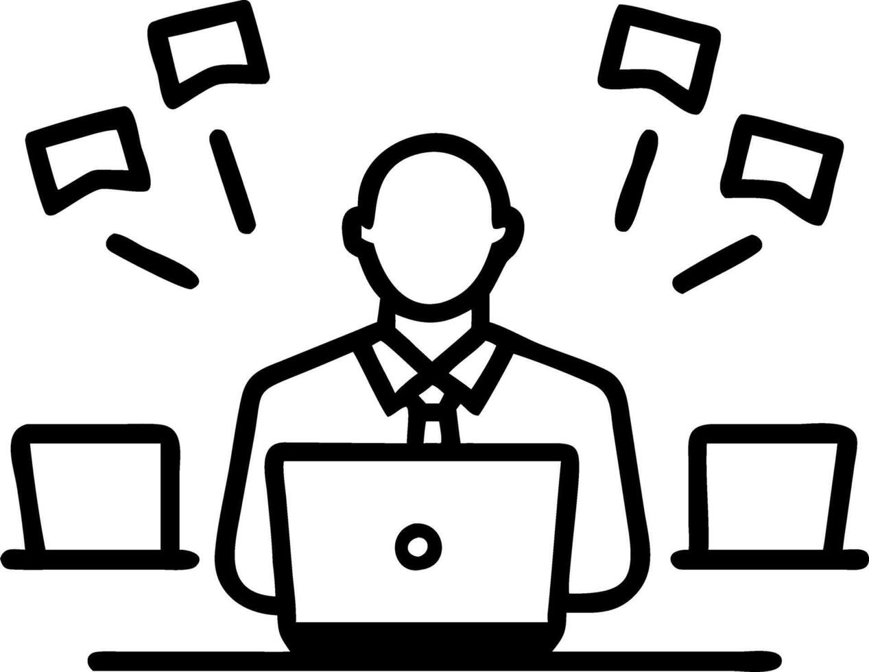Businessman overwhelmed by digital notifications Set A2 vector
