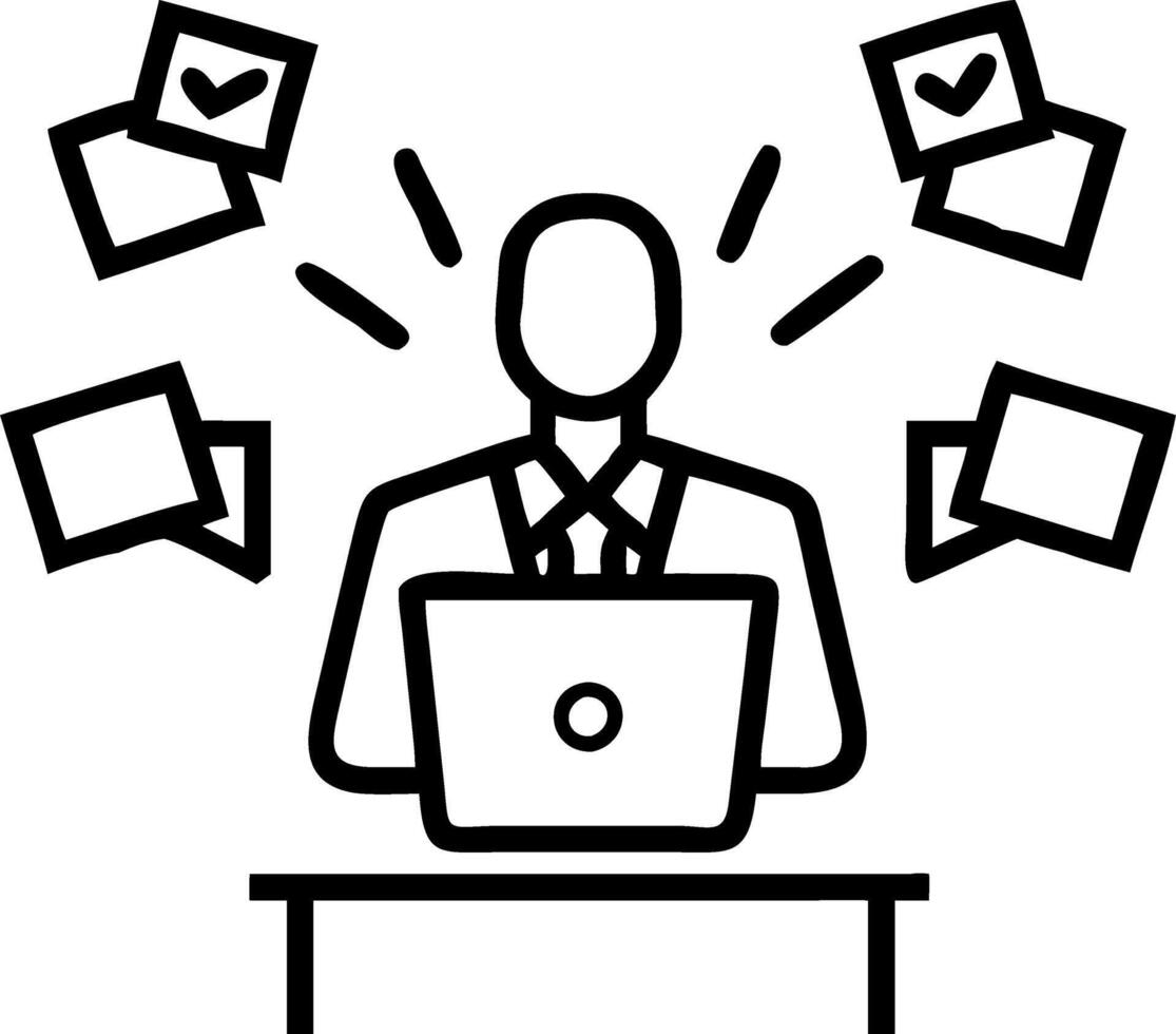 Businessman overwhelmed by digital notifications Set A vector
