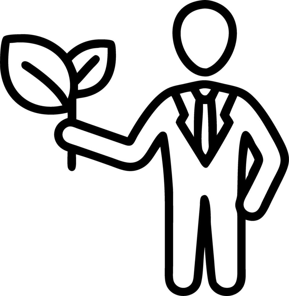 Businessman holding a green leaf with copy space Set 2 vector
