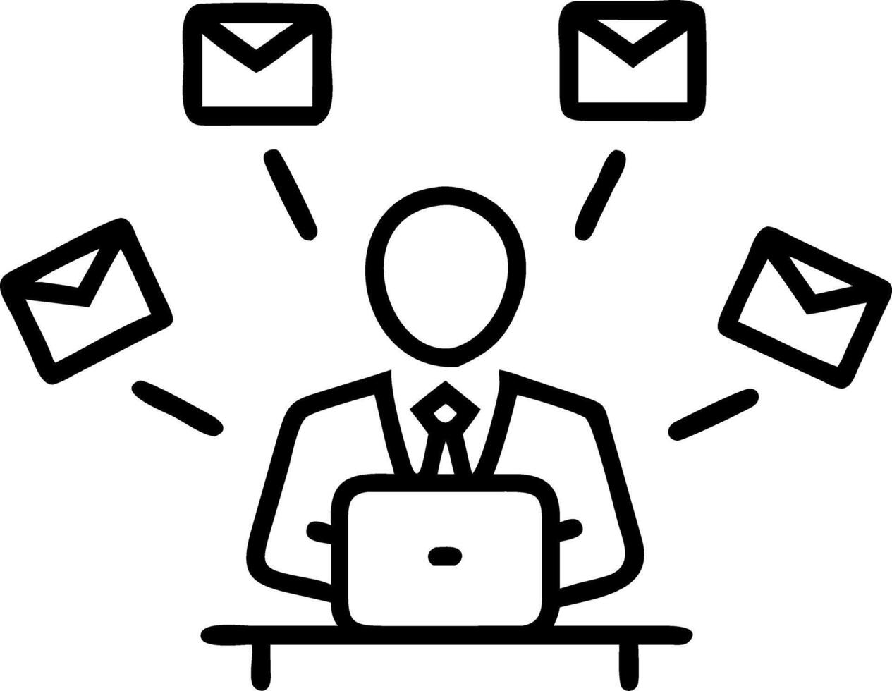 Businessman overwhelmed by digital notifications Set A3 vector