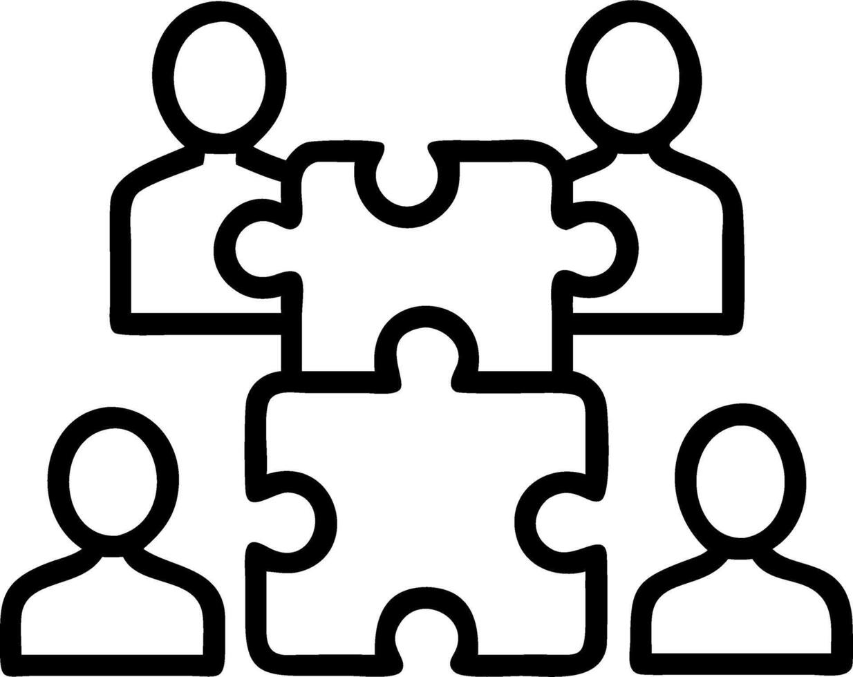 Business team strategizing over puzzle pieces in conference room copy space above vector