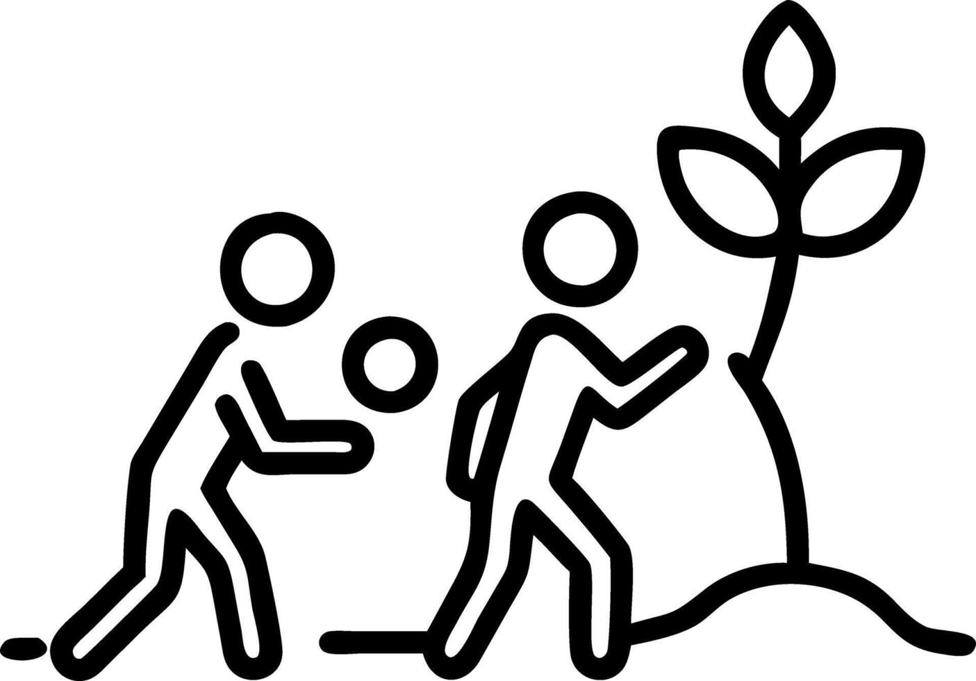 Business team planting a tree silhouette with copy space Set A vector