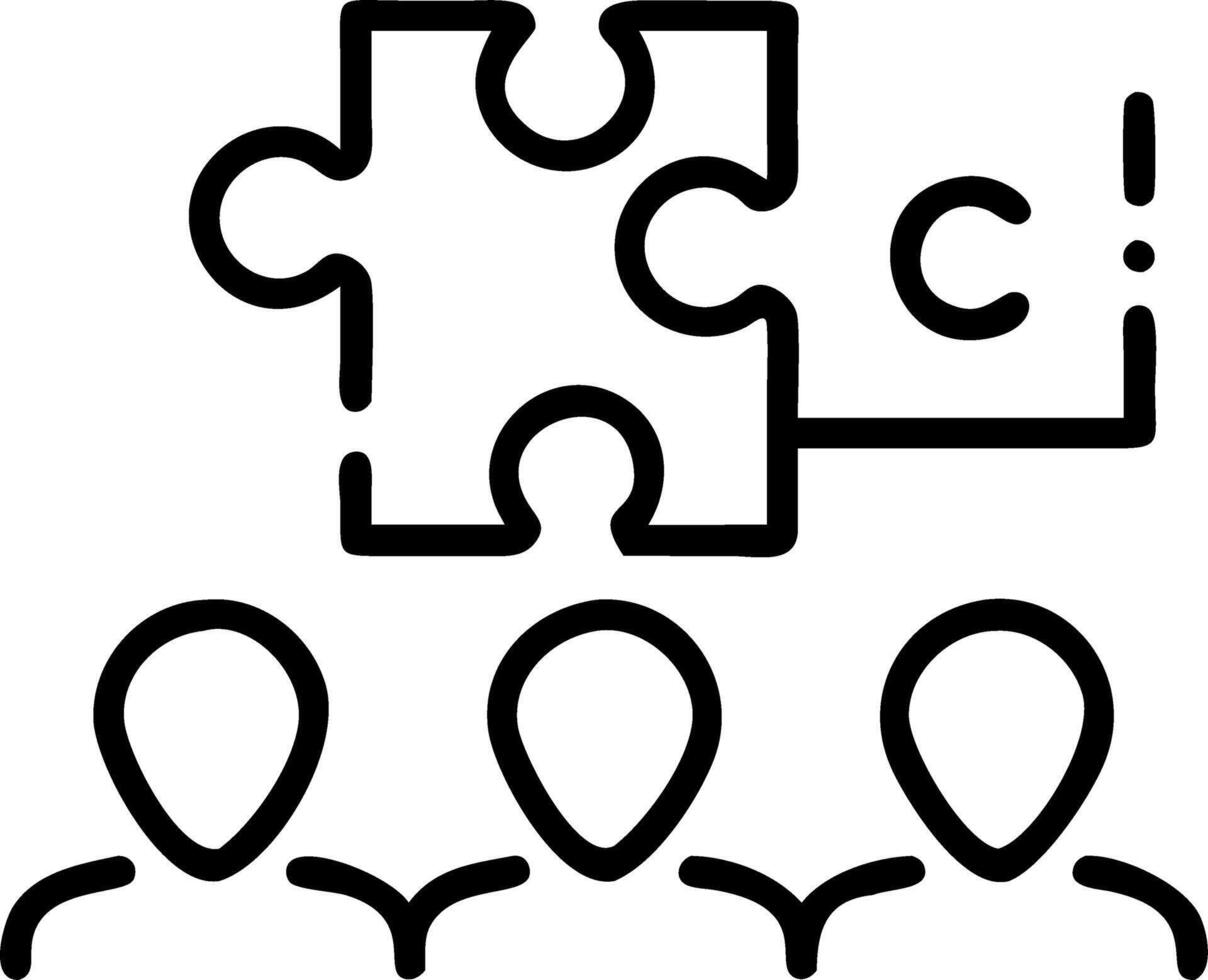 Business team brainstorming over puzzle pieces with candid expressions copy space on right Set 2 vector