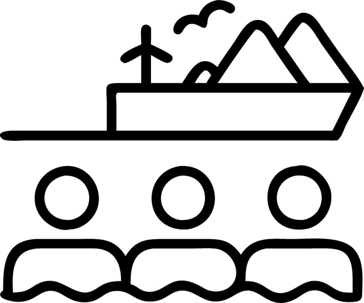 Business seminar on boat with scenic nature views and copy space Set A vector