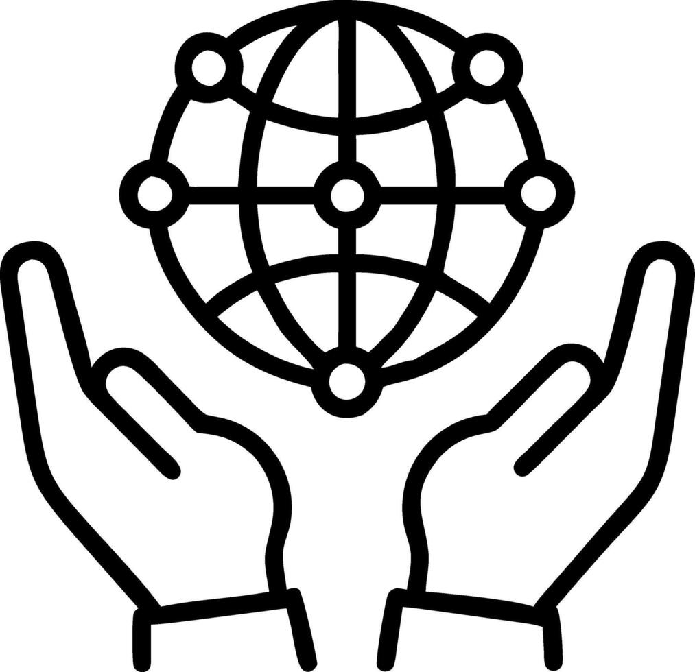 Business hands holding globe with green connections and copy space Set A vector