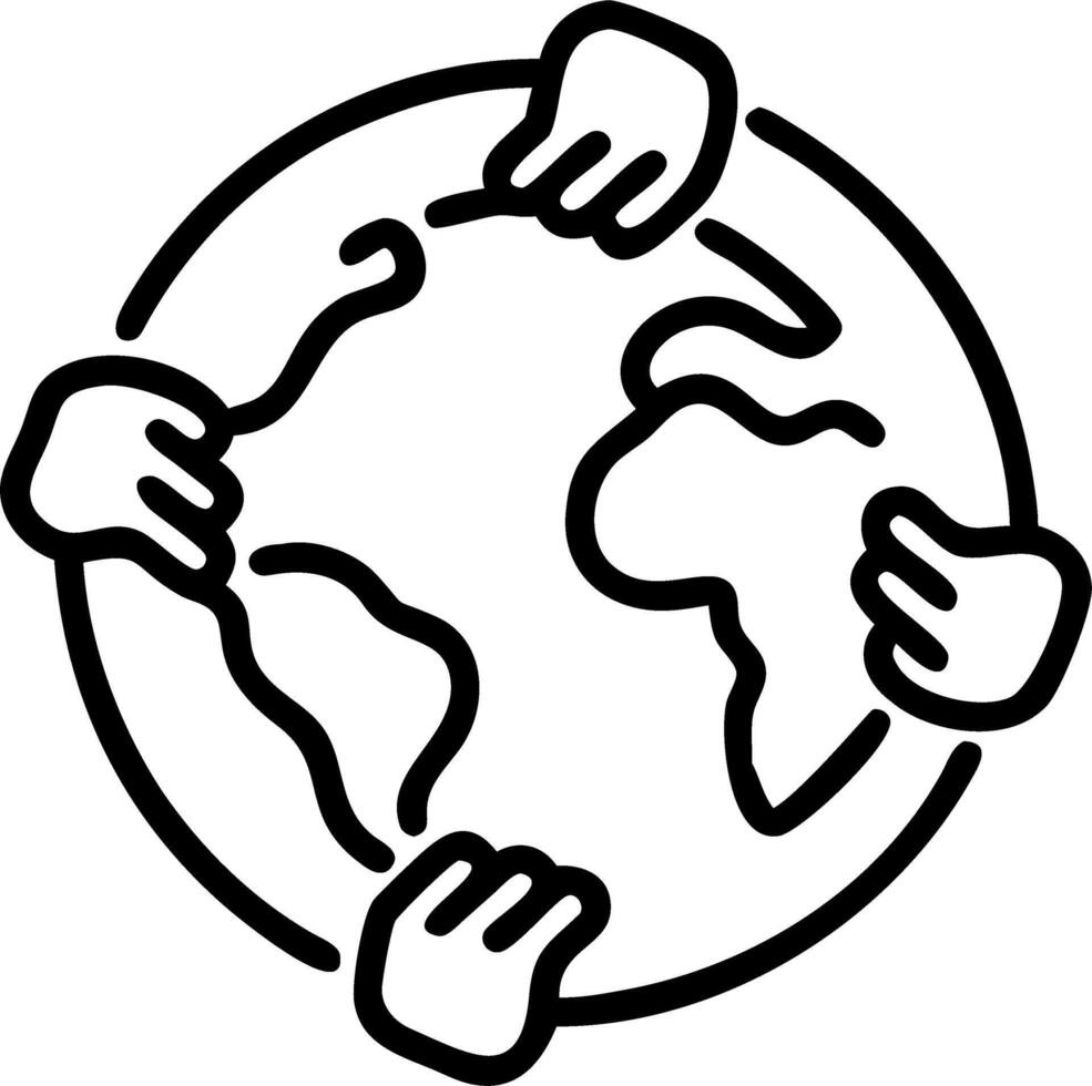 Business hands forming a circle around green earth with copy space Set A2 vector