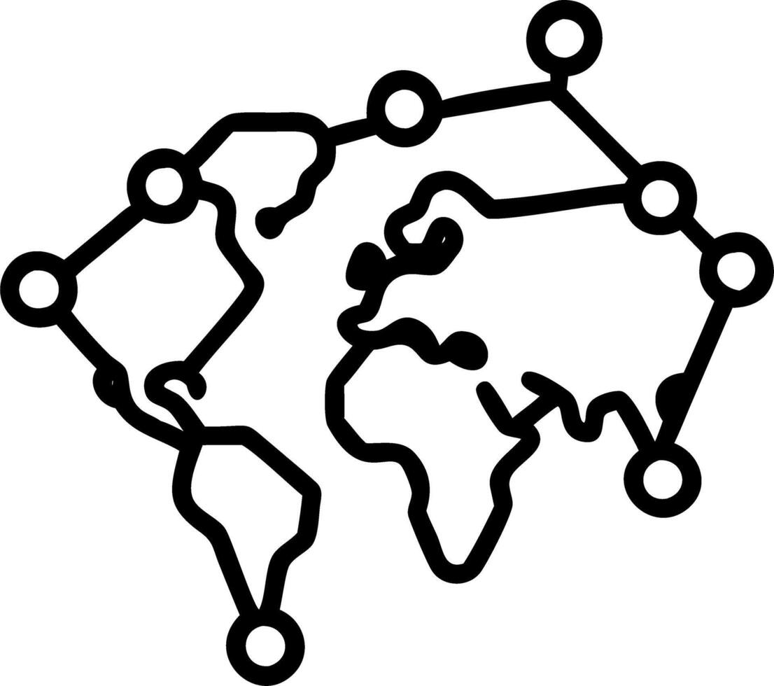 Abstract map with interconnected points of different colors and copy space Set A vector
