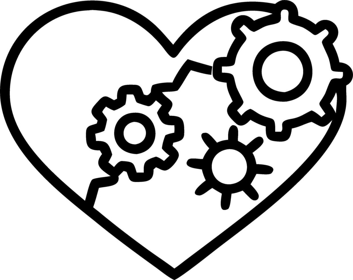 Abstract mechanical heart made of gears with copy space Set A vector