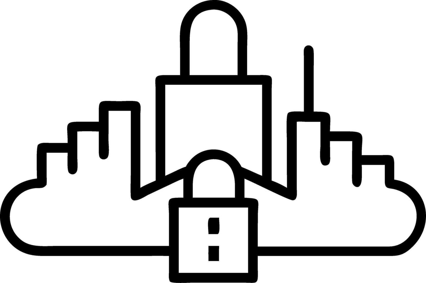 Abstract city skyline with padlock shaped building and copy space Set A2 vector