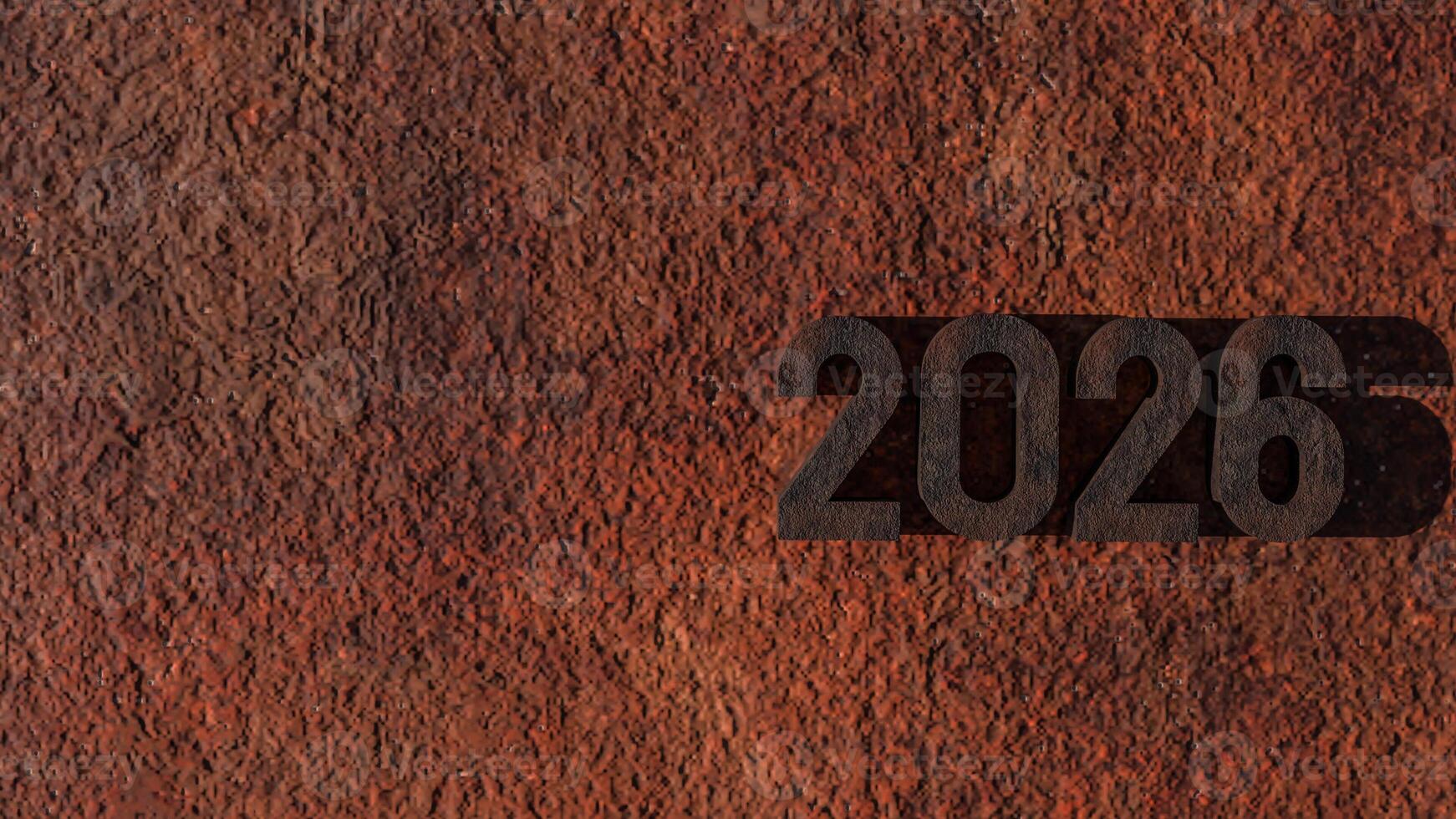 The Rusty 2026 on metal plate for Background concept 3d rendering. photo
