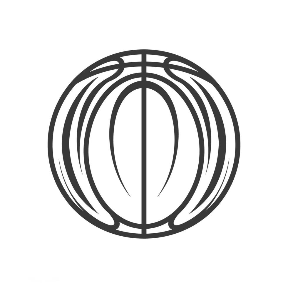Basketball is depicted in a black outline on a white background vector