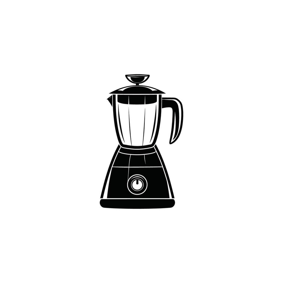 Blender is shown in black and white. The blender is a kitchen appliance vector