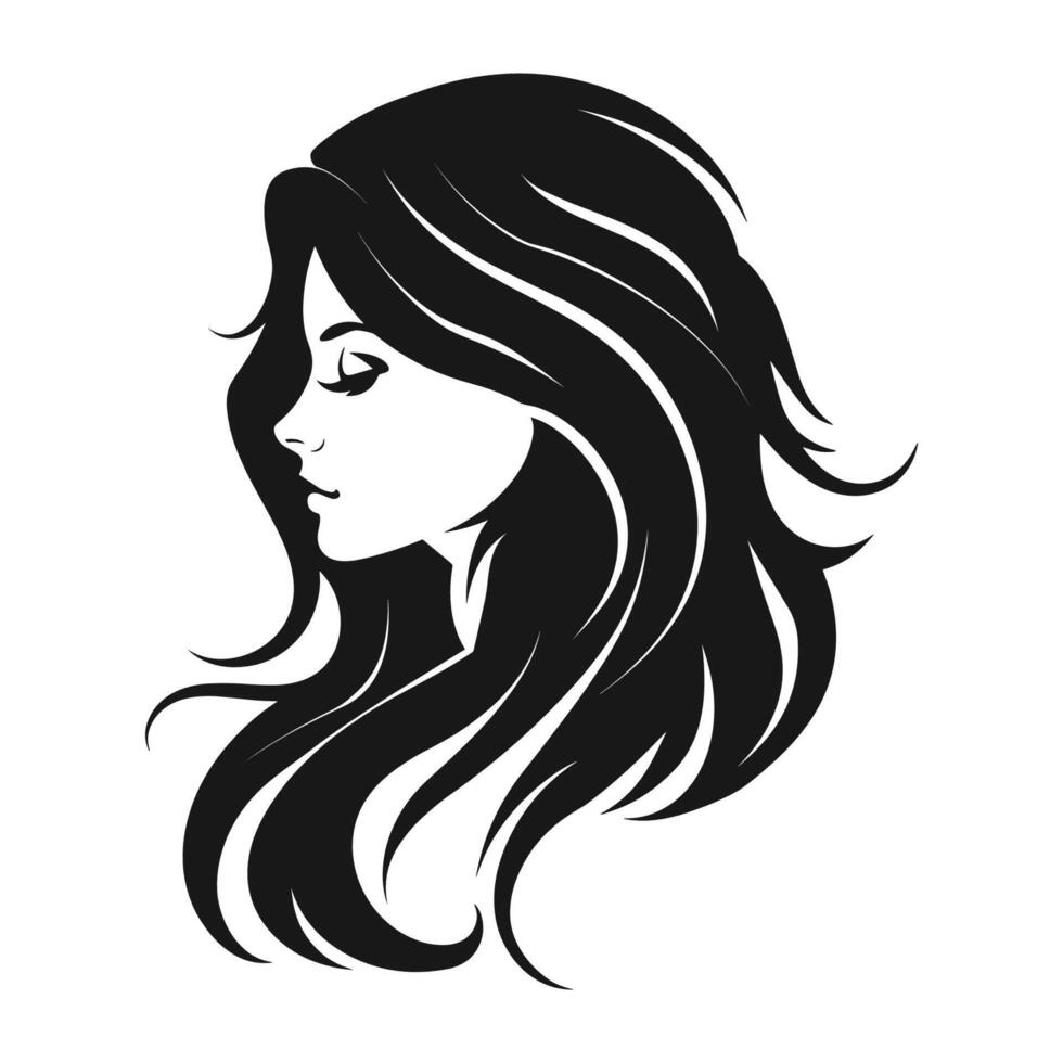 Silhouette of a woman with long hair vector