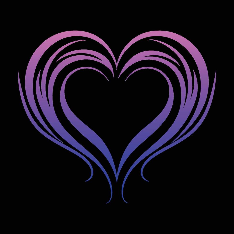 Heart with purple and blue wings is displayed. The heart and wings are the main focus of the image vector