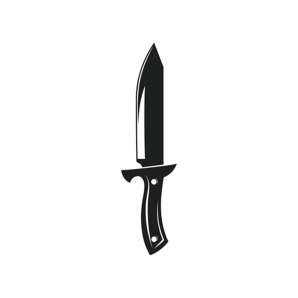 Black knife with a silver handle. The knife is sharp and pointed. It is a symbol of danger vector