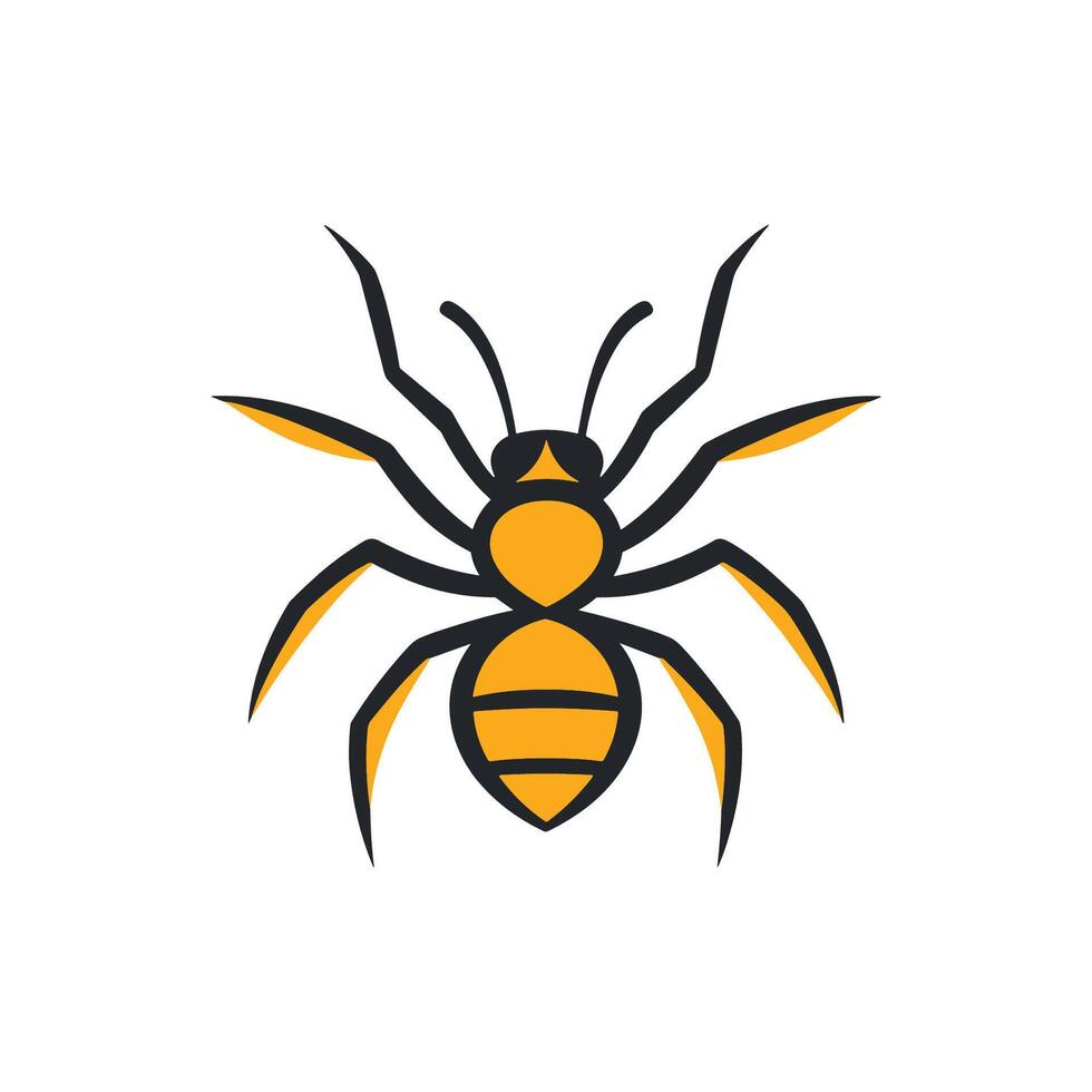Yellow and black spider with a black stripe on its back. The spider is drawn in a cartoon style vector