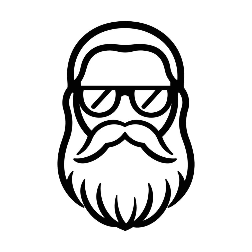 Man with a beard and glasses. The man is wearing sunglasses vector