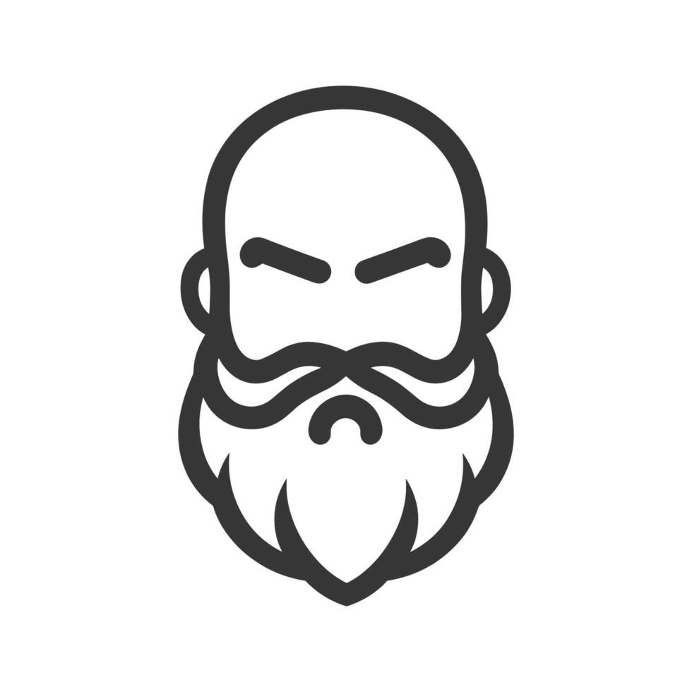 Man with a beard and a bald head. He has a serious look on his face. The beard is long and unkempt vector