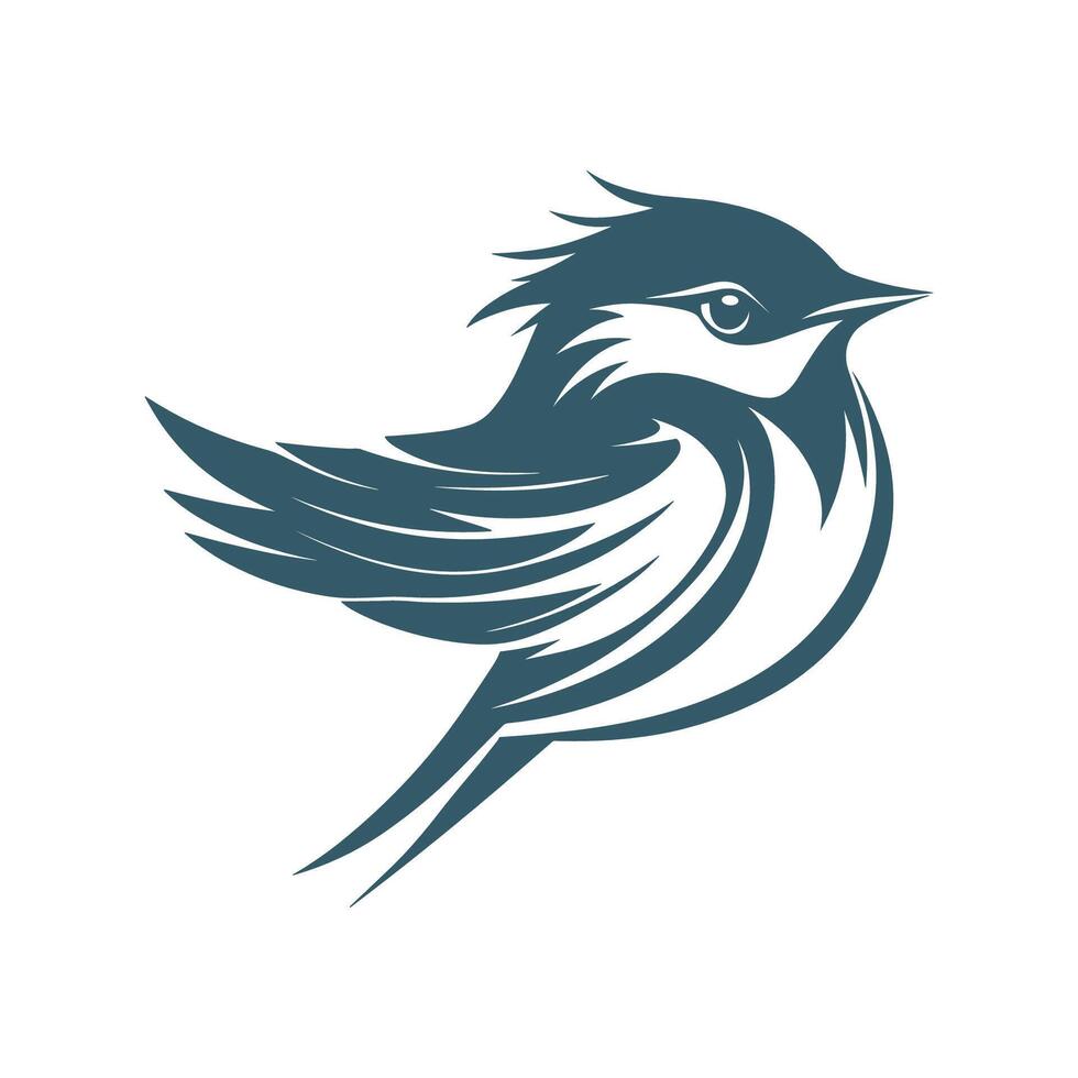 Blue bird with white feathers and a black beak. The bird is in the air vector