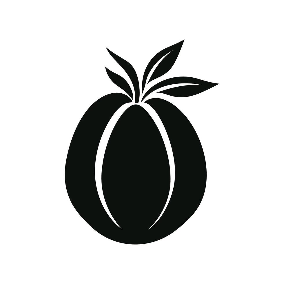 Black and white icon of a mango fruit vector
