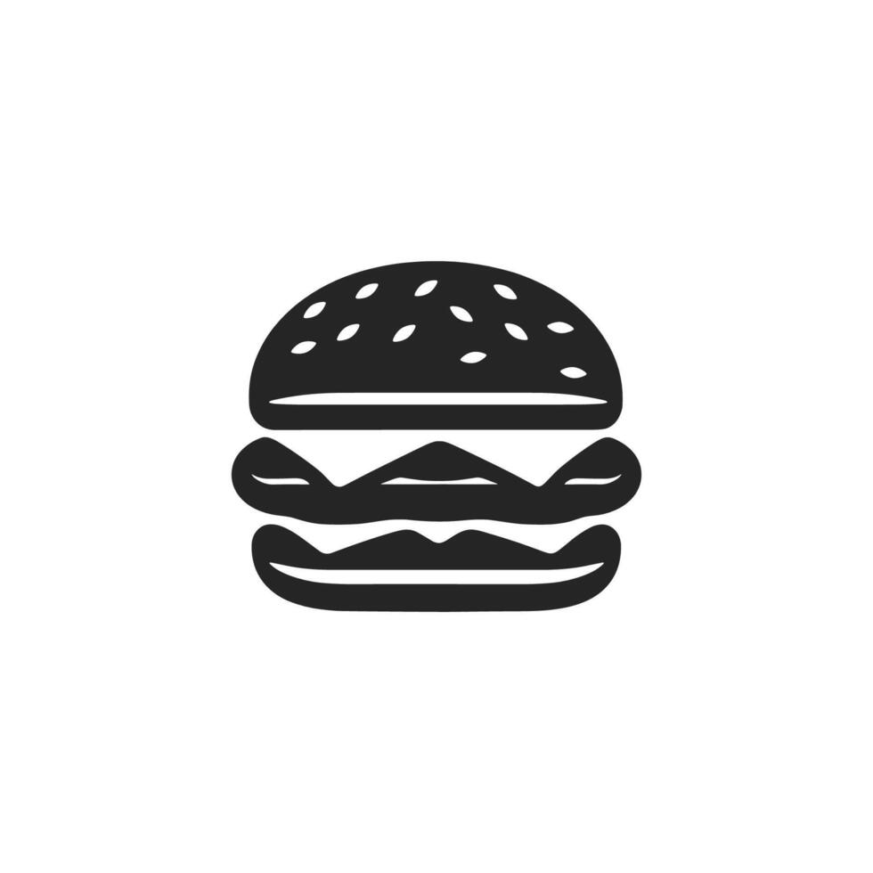 Simple black and white drawing of a hamburger with a bun and a slice of cheese vector