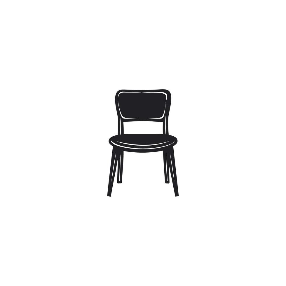 Black chair with a wooden frame. The chair is sitting on a white background. The chair is simple vector