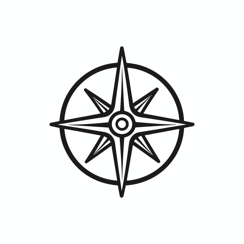 Compass is drawn in black and white. The compass is a symbol of direction and guidance vector