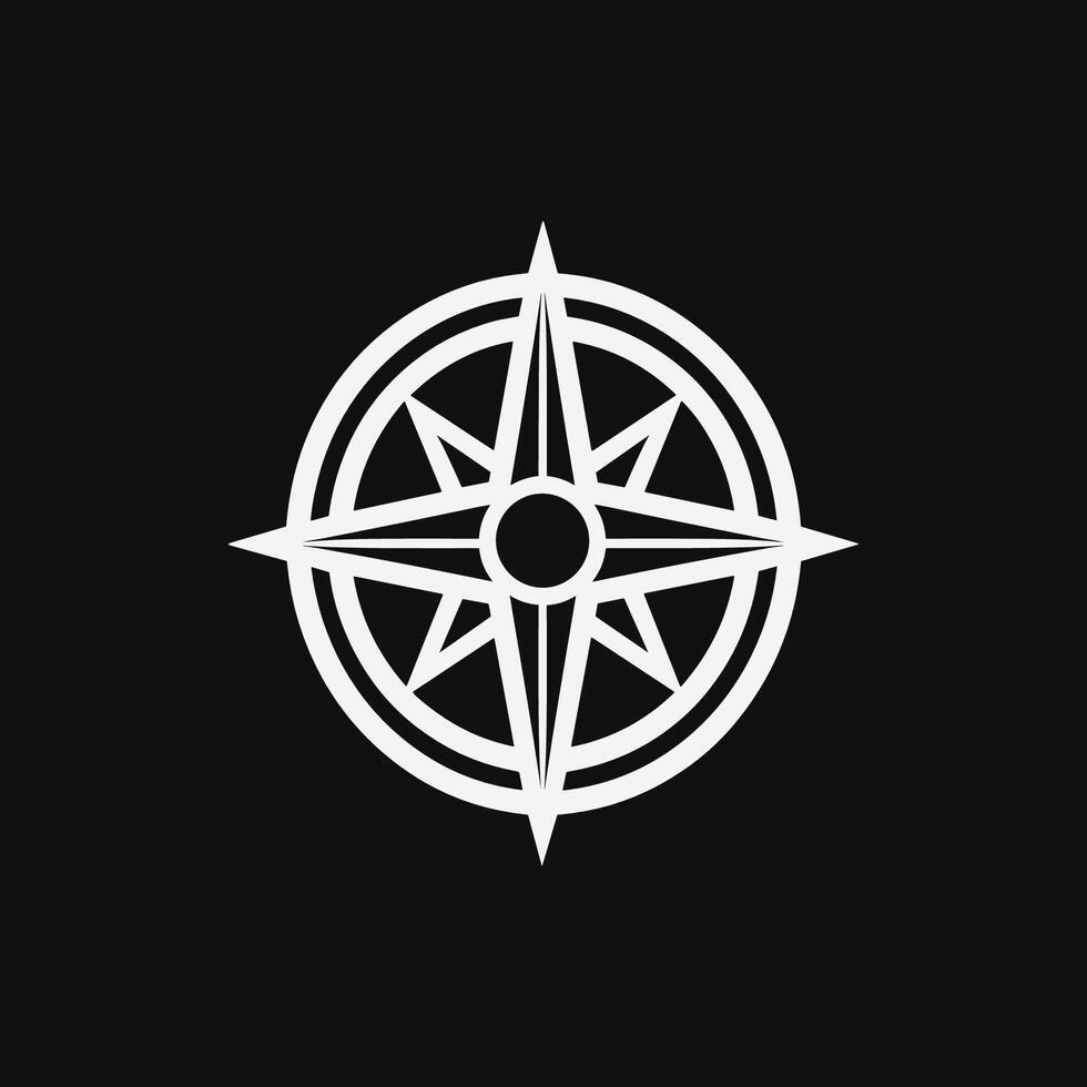 White compass with a black background. The compass is the main focus of the image vector