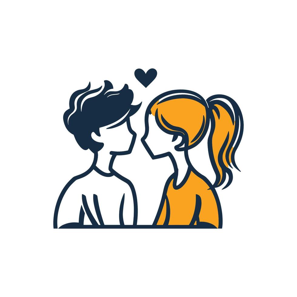 A man and woman are kissing in front of a heart vector