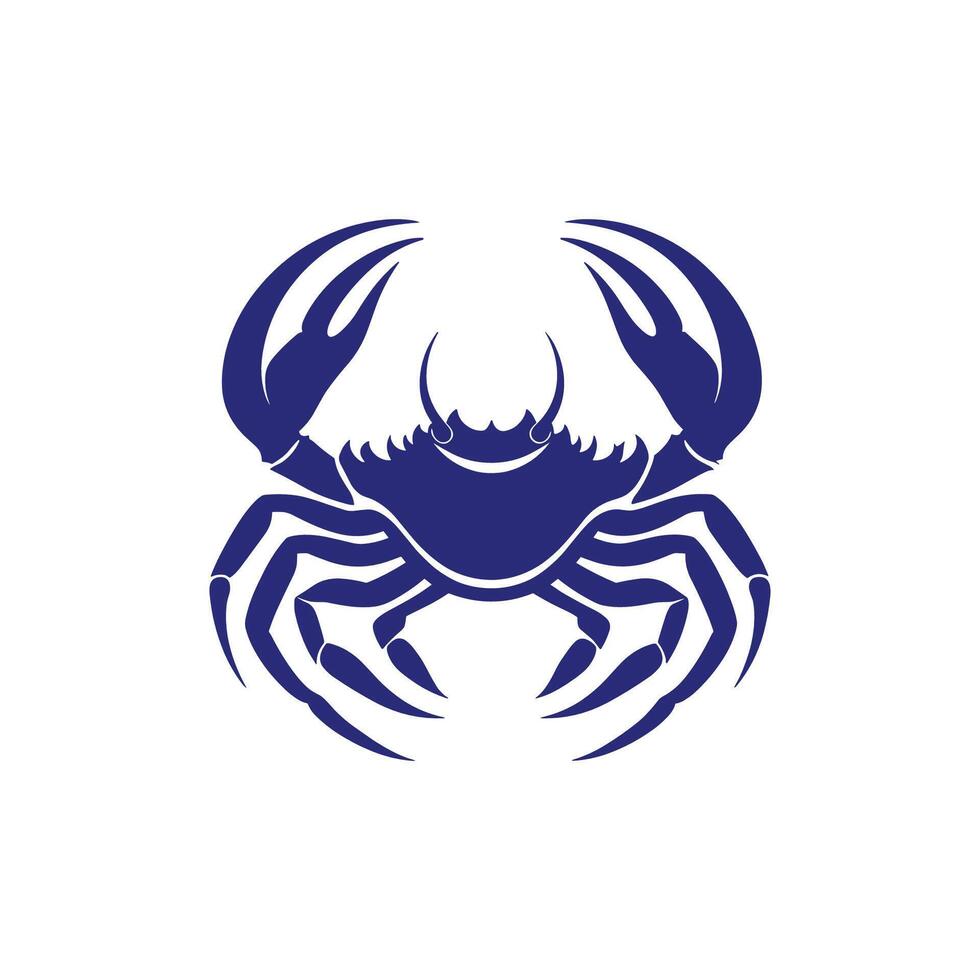 Blue crab with claws and a large claw on its back. The crab is on a white background vector