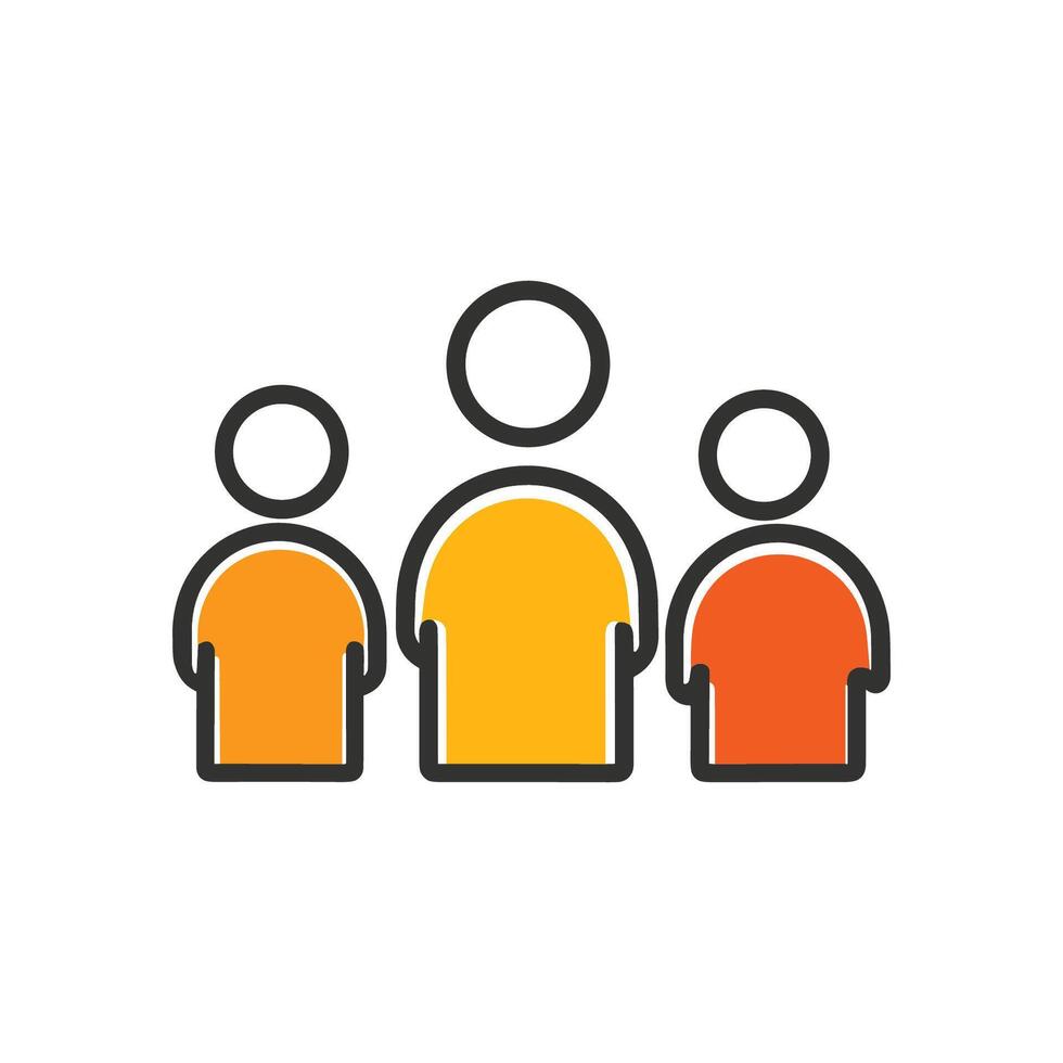 Three people standing next to each other with a yellow shirt. Concept of unity and togetherness vector