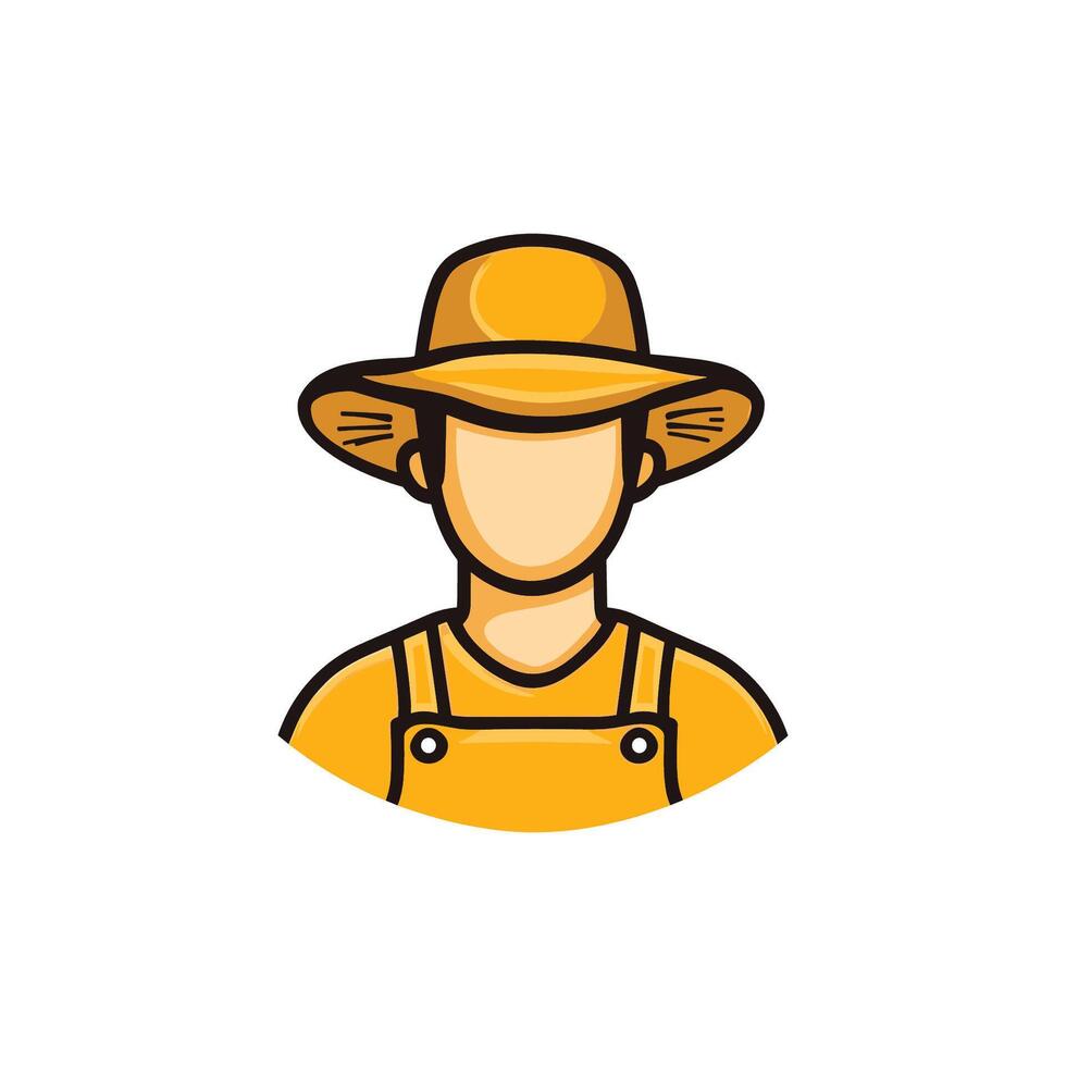 Man in a straw hat and overalls is depicted in the image. He is wearing a straw hat and overalls vector